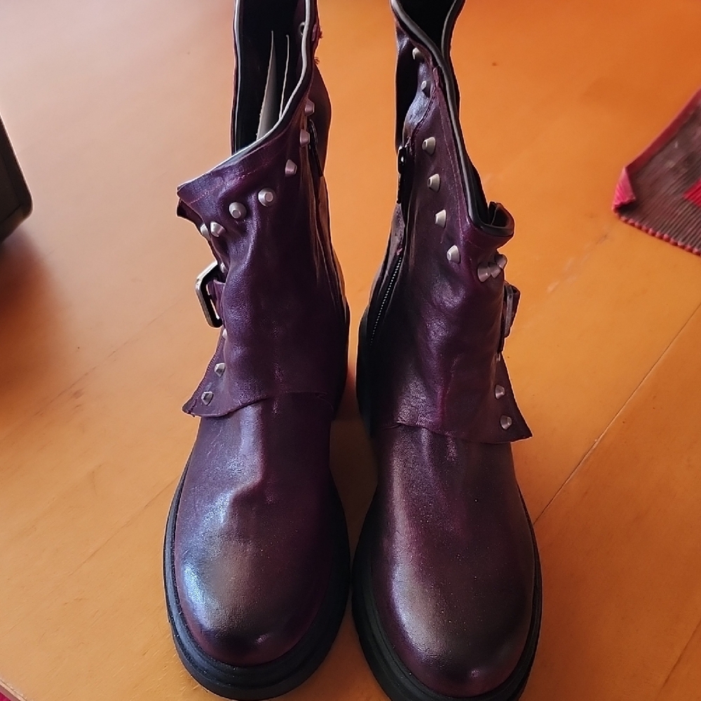 Purple Studded Combat Boots